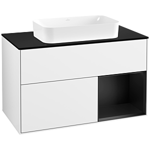 Villeroy and Boch Finion Villeroy and Boch Finion F662PDGF 100x60.3x50.1cm, shelf on the right black matt lacquer, glossy white lacquer