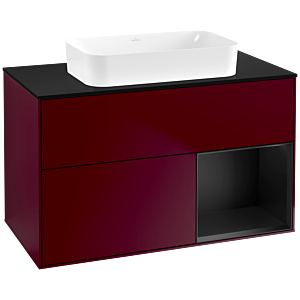 Villeroy and Boch Finion Villeroy and Boch Finion F662PDHB 100x60.3x50.1cm, shelf on the right black matt lacquer, Peony Matt