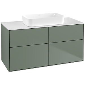 Villeroy und Boch Finion Waschtischunterschrank F67100GM 120x60,3x50,1cm, Glass White Matt, Olive Matt Lacquer