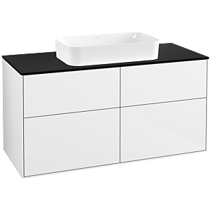 Villeroy und Boch Finion Waschtischunterschrank F67200GF 120x60,3x50,1cm, Glass Black Matt, Glossy white lacquer