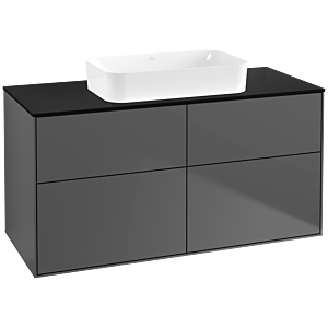 Villeroy und Boch Finion Waschtischunterschrank F67200GK 120x60,3x50,1cm, Glass Black Matt, Anthracite matt