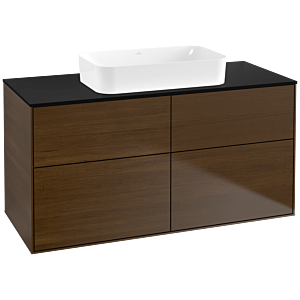 Villeroy und Boch Finion Waschtischunterschrank F67200GN 120x60,3x50,1cm, Glass Black Matt, Walnut veneer