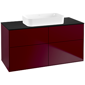 Villeroy und Boch Finion Waschtischunterschrank F67200HB 120x60,3x50,1cm, Glass Black Matt, Peony Matt