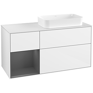 Villeroy und Boch Finion Waschtischunterschrank F681GKGF 120x60,3x50,1cm, Regal links Anthracite matt, Glossy white lacquer