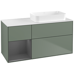 Villeroy und Boch Finion Waschtischunterschrank F681GKGM 120x60,3x50,1cm, Regal links Anthracite matt, Olive Matt Lacquer