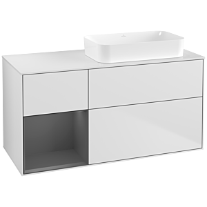 Villeroy et Boch Finion Villeroy et Boch F681GKMT 120x60.3x50.1cm, étagère gauche anthracite mat, blanc laqué mat