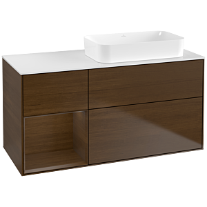 Villeroy und Boch Finion Waschtischunterschrank F681GNGN 120x60,3x50,1cm, Regal links Walnut veneer, Walnut veneer