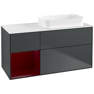 Villeroy und Boch Finion Waschtischunterschrank F681HBHG 120x60,3x50,1cm, Regal links Peony, Midnight Blue Matt Lacquer