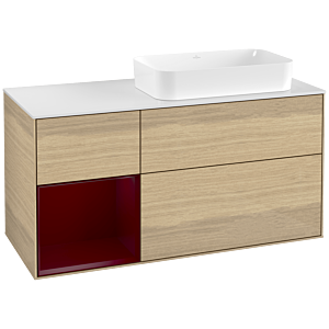 Villeroy und Boch Finion Waschtischunterschrank F681HBPC 120x60,3x50,1cm, Regal links Peony, Oak Veneer