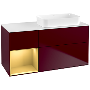 Villeroy et Boch Finion Villeroy et Boch F681HFHB 120x60.3x50.1cm, étagère gauche or mat, Peony Matt