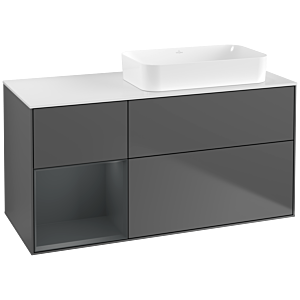 Villeroy und Boch Finion Waschtischunterschrank F681HGGK 120x60,3x50,1cm, Regal links Midnight Blue Matt Lacquer, Anthracite matt
