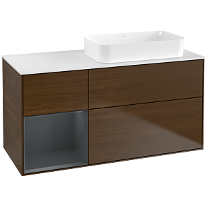 Villeroy and Boch Finion Villeroy and Boch Finion F681HGGN 120x60.3x50.1cm, shelf on the left Midnight Blue Matt Lacquer , Walnut veneer