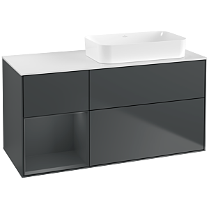 Villeroy und Boch Finion Waschtischunterschrank F681HGHG 120x60,3x50,1cm, Regal links Midnight Blue Matt Lacquer, Midnight Blue Matt Lacquer