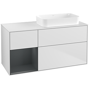 Villeroy und Boch Finion Waschtischunterschrank F681HGMT 120x60,3x50,1cm, Regal links Midnight Blue Matt Lacquer, White matt lacquer