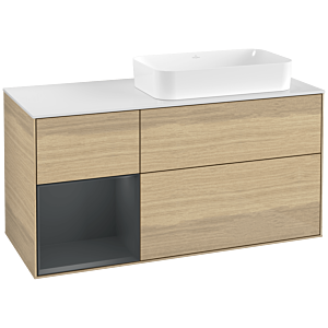 Villeroy and Boch Finion Villeroy and Boch Finion F681HGPC 120x60.3x50.1cm, shelf on the left Midnight Blue Matt Lacquer , Oak Veneer