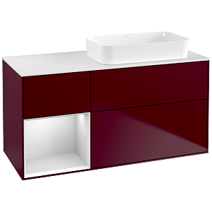 Villeroy und Boch Finion Waschtischunterschrank F681MTHB 120x60,3x50,1cm, Regal links White matt lacquer, Peony Matt