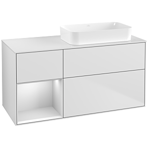 Villeroy und Boch Finion Waschtischunterschrank F681MTMT 120x60,3x50,1cm, Regal links White matt lacquer, White matt lacquer