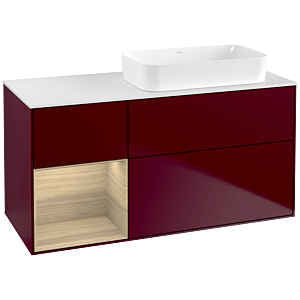 Villeroy und Boch Finion Waschtischunterschrank F681PCHB 120x60,3x50,1cm, Regal links Oak Veneer, Peony Matt