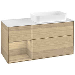 Villeroy und Boch Finion Waschtischunterschrank F681PCPC 120x60,3x50,1cm, Regal links Oak Veneer, Oak Veneer