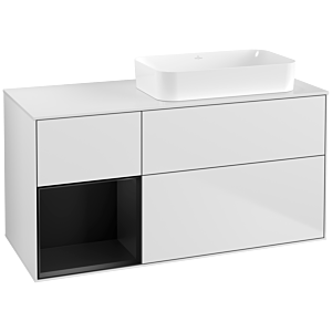 Villeroy und Boch Finion Waschtischunterschrank F681PDMT 120x60,3x50,1cm, Regal links Black matt lacquer, White matt lacquer