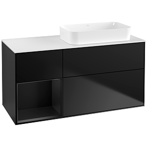 Villeroy et Boch Finion Villeroy et Boch F681PDPD 120x60.3x50.1cm, étagère gauche laqué noir mat, laqué noir mat