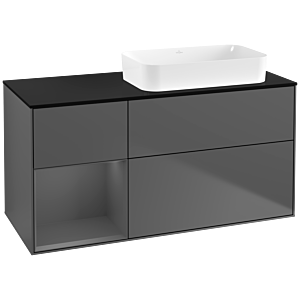 Villeroy und Boch Finion Waschtischunterschrank F682GKGK 120x60,3x50,1cm, Regal links Anthracite matt, Anthracite matt