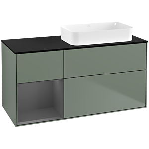 Villeroy und Boch Finion Waschtischunterschrank F682GKGM 120x60,3x50,1cm, Regal links Anthracite matt, Olive Matt Lacquer