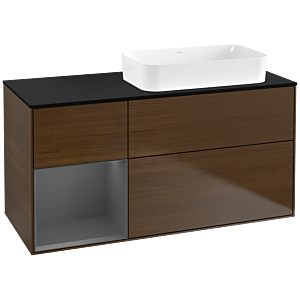 Villeroy et Boch Finion Villeroy et Boch F682GKGN 120x60.3x50.1cm, étagère gauche anthracite mat, placage noyer