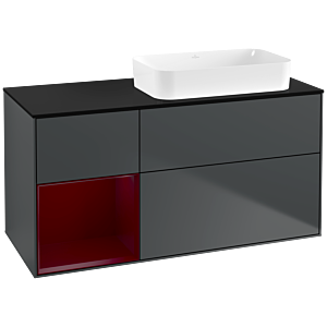 Villeroy und Boch Finion Waschtischunterschrank F682HBHG 120x60,3x50,1cm, Regal links Peony, Midnight Blue Matt Lacquer