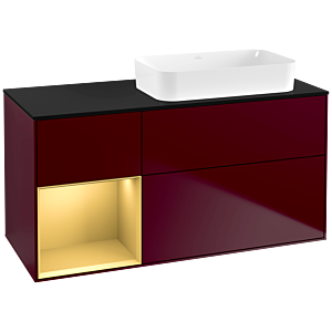 Villeroy und Boch Finion Waschtischunterschrank F682HFHB 120x60,3x50,1cm, Regal links Gold matt, Peony Matt