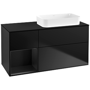 Villeroy und Boch Finion Waschtischunterschrank F682PDPD 120x60,3x50,1cm, Regal links Black matt lacquer, Black matt lacquer