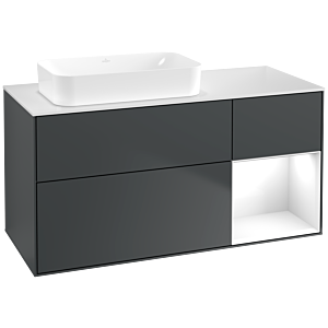 Villeroy und Boch Finion Waschtischunterschrank F691GFHG 120x60,3x50,1cm, Regal rechts Glossy white lacquer, Midnight Blue Matt Lacquer