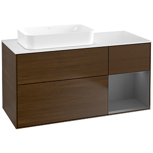 Villeroy et Boch Finion Villeroy et Boch F691GKGN 120x60,3x50,1cm, étagère droite anthracite mat, placage noyer