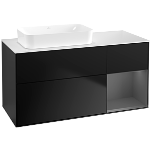 Villeroy und Boch Finion Waschtischunterschrank F691GKPD 120x60,3x50,1cm, Regal rechts Anthracite matt, Black matt lacquer