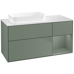 Villeroy und Boch Finion Waschtischunterschrank F691GMGM 120x60,3x50,1cm, Regal rechts Olive Matt Lacquer, Olive Matt Lacquer