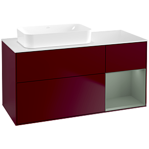 Villeroy und Boch Finion Waschtischunterschrank F691GMHB 120x60,3x50,1cm, Regal rechts Olive Matt Lacquer, Peony Matt