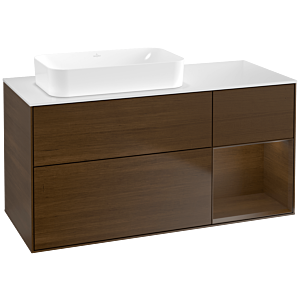 Villeroy und Boch Finion Waschtischunterschrank F691GNGN 120x60,3x50,1cm, Regal rechts Walnut veneer, Walnut veneer