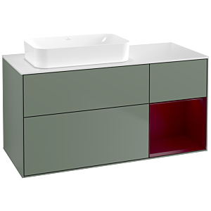Villeroy und Boch Finion Waschtischunterschrank F691HBGM 120x60,3x50,1cm, Regal rechts Peony, Olive Matt Lacquer