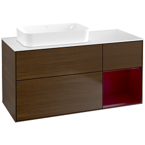 Villeroy und Boch Finion Waschtischunterschrank F691HBGN 120x60,3x50,1cm, Regal rechts Peony, Walnut veneer
