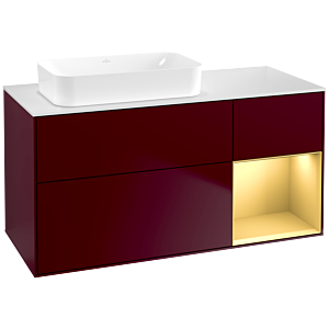 Villeroy und Boch Finion Waschtischunterschrank F691HFHB 120x60,3x50,1cm, Regal rechts Gold matt, Peony Matt