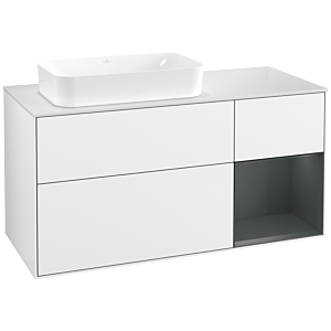 Villeroy et Boch Finion Villeroy et Boch F691HGGF 120x60.3x50.1cm, étagère à droite Midnight Blue Matt Lacquer , laqué blanc brillant