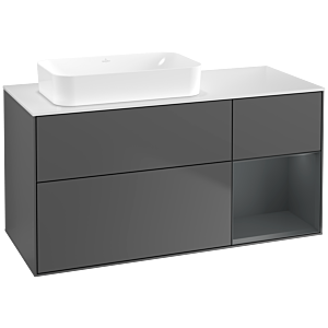 Villeroy und Boch Finion Waschtischunterschrank F691HGGK 120x60,3x50,1cm, Regal rechts Midnight Blue Matt Lacquer, Anthracite matt