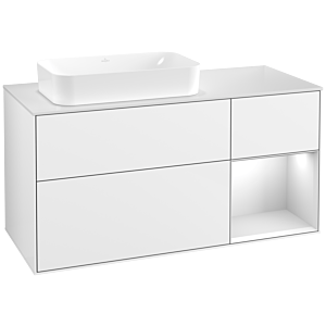 Villeroy und Boch Finion Waschtischunterschrank F691MTGF 120x60,3x50,1cm, Regal rechts White matt lacquer, Glossy white lacquer