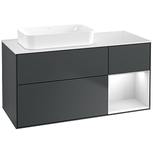 Villeroy et Boch Finion Villeroy et Boch F691MTHG 120x60.3x50.1cm, étagère à droite laqué blanc mat, Midnight Blue Matt Lacquer