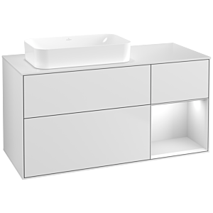 Villeroy und Boch Finion Waschtischunterschrank F691MTMT 120x60,3x50,1cm, Regal rechts White matt lacquer, White matt lacquer