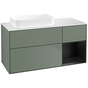 Villeroy und Boch Finion Waschtischunterschrank F691PDGM 120x60,3x50,1cm, Regal rechts Black matt lacquer, Olive Matt Lacquer