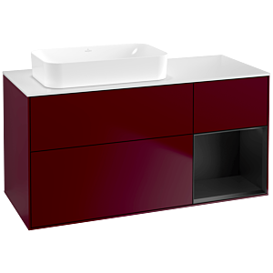 Villeroy und Boch Finion Waschtischunterschrank F691PDHB 120x60,3x50,1cm, Regal rechts Black matt lacquer, Peony Matt