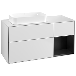 Villeroy und Boch Finion Waschtischunterschrank F691PDMT 120x60,3x50,1cm, Regal rechts Black matt lacquer, White matt lacquer