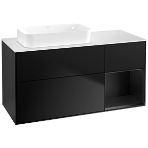 Villeroy und Boch Finion Waschtischunterschrank F691PDPD 120x60,3x50,1cm, Regal rechts Black matt lacquer, Black matt lacquer