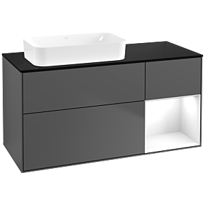 Villeroy et Boch Finion Villeroy et Boch F692GFGK 120x60.3x50.1cm, étagère à droite laqué blanc brillant, anthracite mat